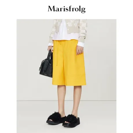 #多巴胺穿搭# 玛丝菲尔休闲裤2023春季新款A字阔腿五分裤商品大图