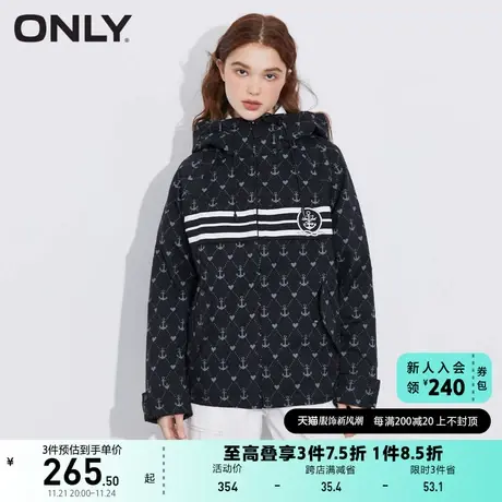 ONLY奥莱春夏复古百搭满印宽松廓形风衣外套女图片