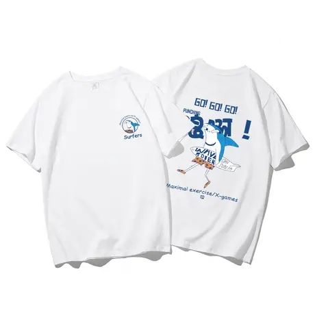 夏季日系潮牌印花短袖T恤男女短袖宽松夏季港味个性学生半袖上衣商品大图