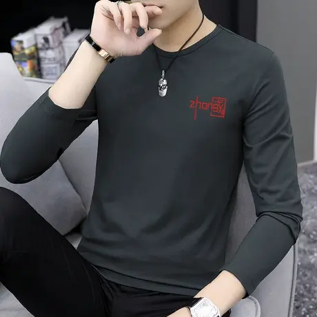 莫代尔长袖t恤男装2024新款中国潮流潮牌内搭打底衫薄款秋衣服男商品大图
