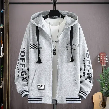 开衫卫衣男秋冬款潮牌运动休闲上衣潮流套装男士连帽夹克百搭外套商品大图