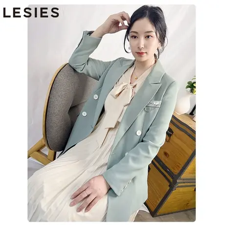 蓝色倾情2023秋冬季新款女士小西装收腰显瘦长袖西服职业装OL外套图片