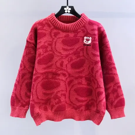 日系卡通小熊套头毛衣女秋冬2023新款宽松慵懒风学生打底针织衫商品大图