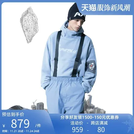 AAPE+运动男装春秋猿人硅胶章黑蓝拼接背带休闲裤6815XXH商品大图