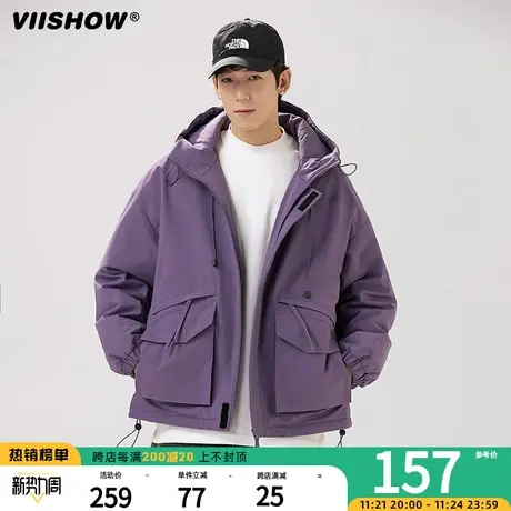 VIISHOW羽绒棉服男生冬季加厚工装棉衣外套休闲宽松连帽潮流棉袄商品大图