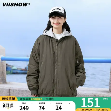 VIISHOW日系保暖连帽棉衣秋冬新款外套男生宽松休闲潮流男士棉服商品大图