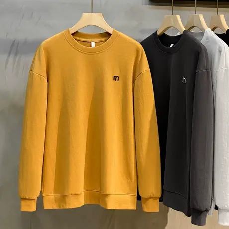 2023年秋冬潮牌卫衣男士字母刺绣宽松韩版圆领百搭长袖T恤打底衫商品大图