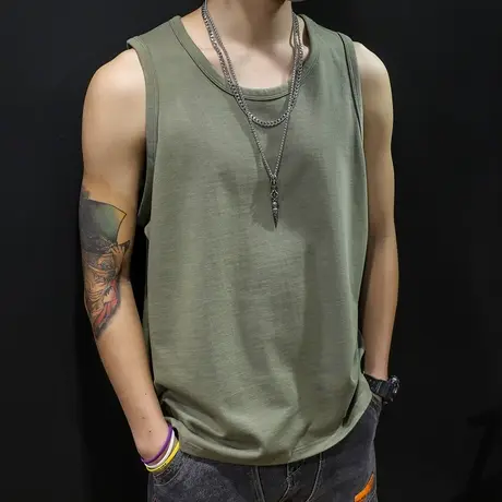 背心男夏纯棉宽松坎肩男士无袖短袖运动健身篮球跨栏潮牌大码夏季图片