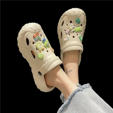 厚底增高洞洞鞋女夏季外穿2024年新款可爱卡通沙滩两穿包头凉拖鞋商品大图