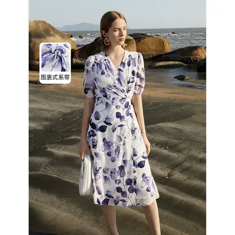 朗姿法式气质碎花茶歇裙高级感显瘦长裙夏季连衣裙2023年奥莱裙子商品大图