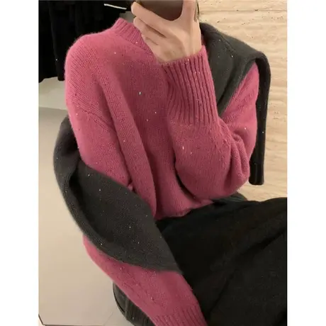 秋冬针织衫毛衣女星空套头外穿宽松慵懒加厚高级感超针织衫上衣女图片