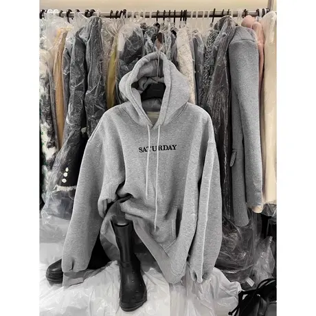 超火cec连帽卫衣女冬季加绒加厚保暖韩版宽松oversize上衣慵懒风图片