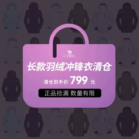 【福利清仓】捡漏骆驼叠加态中长款羽绒冲锋衣防暴雨级三合一外套商品大图