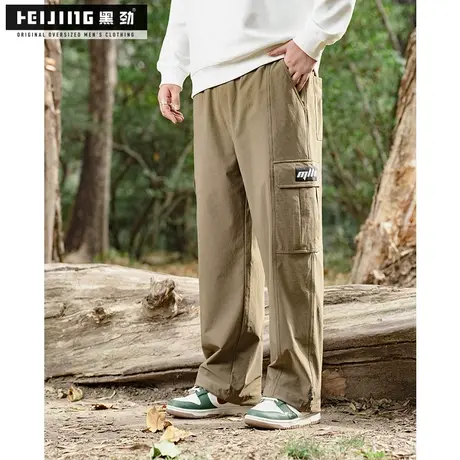 黑劲大码男装工装直筒裤加肥加大潮流宽松胖子可调节裤脚休闲裤商品大图