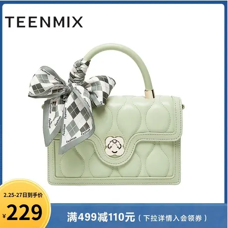 天美意复古包包女手提包小方包单肩斜挎包夏新款商场同款X2611BX3商品大图