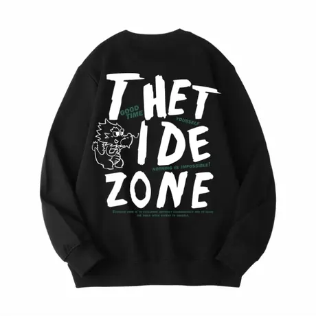 Ohlyah字母爱心本命龙年印花美式复古圆领卫衣男秋冬无帽宽松情侣商品大图