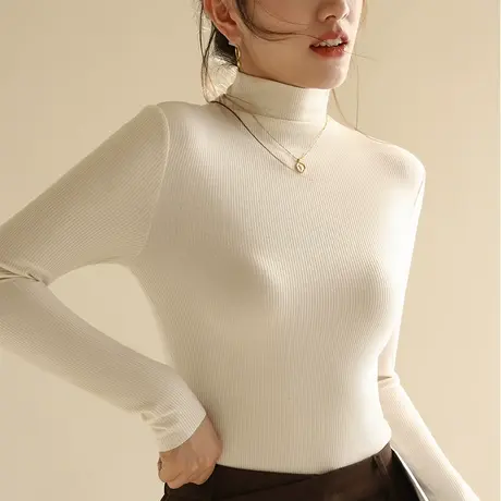 半高领打底衫女春秋内搭2024新款冬季时尚洋气时髦肌底长袖上衣女图片