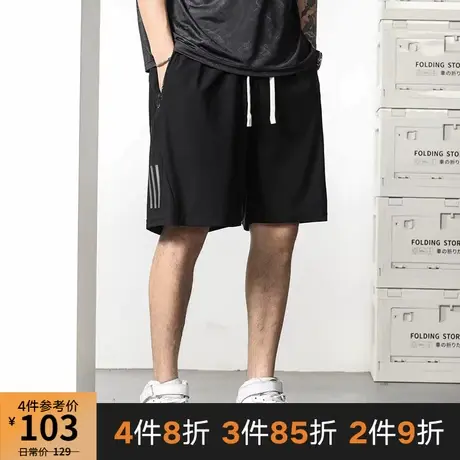 GxxH潮牌大码男装夏季新款百搭休闲美式冰丝舒适宽松运动五分裤商品大图