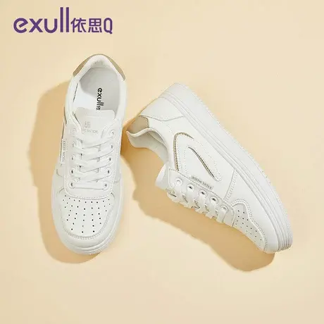 依思q小白鞋女2024新款爆款春季透气aj鞋子超火厚底白色帆布鞋女图片