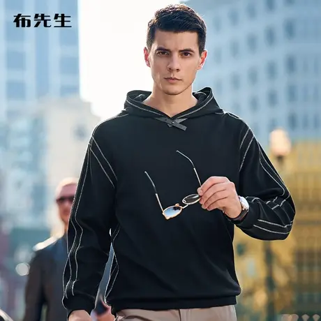 MrBu布先生微廓形连帽卫衣男秋冬落肩袖保暖潮流减龄长袖 BT11901商品大图