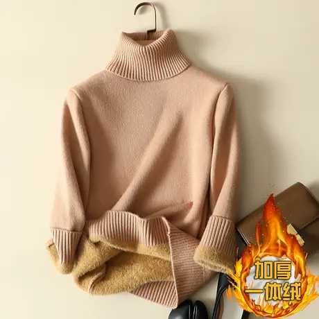 加绒加厚打底衫女士秋冬内搭2023年新款洋气一体绒保暖高领毛衣女商品大图
