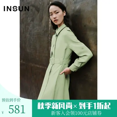 恩裳COVER2023春款新款特种弹力丝高级双面缎垂感舒适风衣连衣裙图片