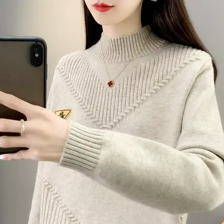 半高领加厚毛衣女2022新款爆款打底衫女内搭宽松套头保暖百搭上衣商品大图