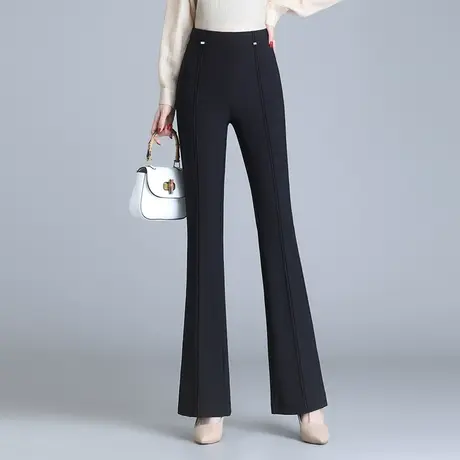 黑色微喇裤女士2023新款春季高腰修身垂感长裤通勤微喇直筒西装裤图片