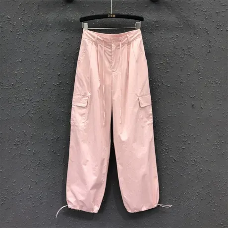 时尚减龄休闲天丝洗水棉工装直筒裤女夏薄款高腰显瘦宽松阔腿长裤商品大图