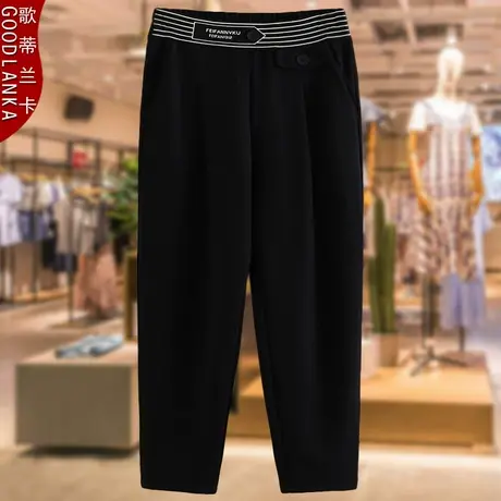 中年妈妈裤子秋装新款哈伦裤洋气时尚加肥加大码女松紧高腰小脚裤图片