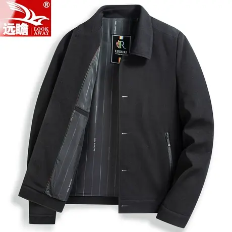 爸爸装春秋季新款翻领夹克衫商务休闲中年男士外套行政干部服男款商品大图