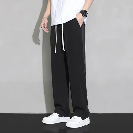 冰丝阔腿裤男款夏季超薄潮流学生百搭超长拖地垂直筒夏天休闲长裤商品大图