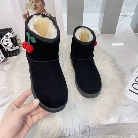时尚短款雪地靴女2023冬季新款洋气加绒加厚百搭保暖低帮面包棉鞋图片
