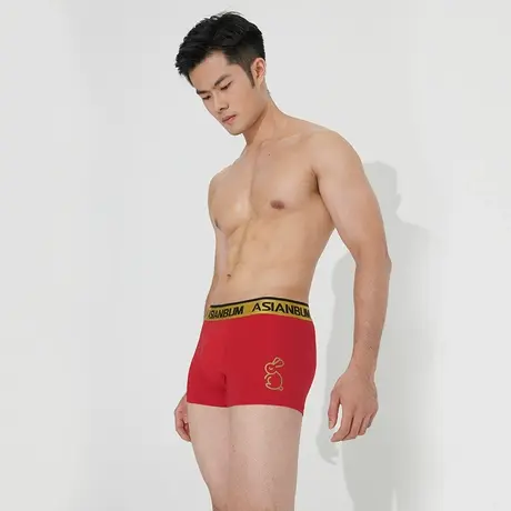 【红色本命年生肖兔印花】【拍3件109】Asianbum棉质透气三平角裤商品大图