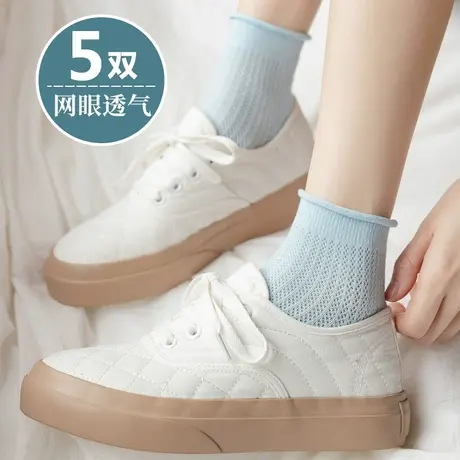 短筒袜子女夏天薄款搭配皮鞋小白鞋穿的松口卷边棉袜孕妇月子产妇商品大图