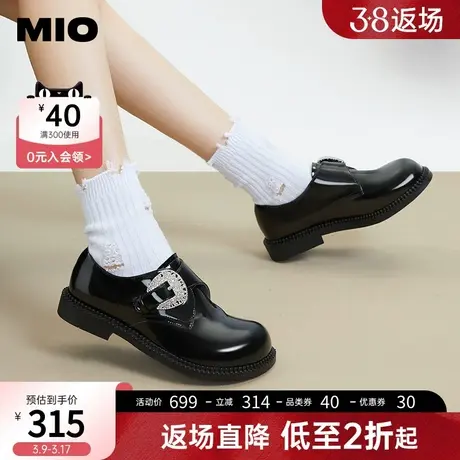 MIO米奥春季亮面通勤商务风优雅钻扣德比鞋商品大图