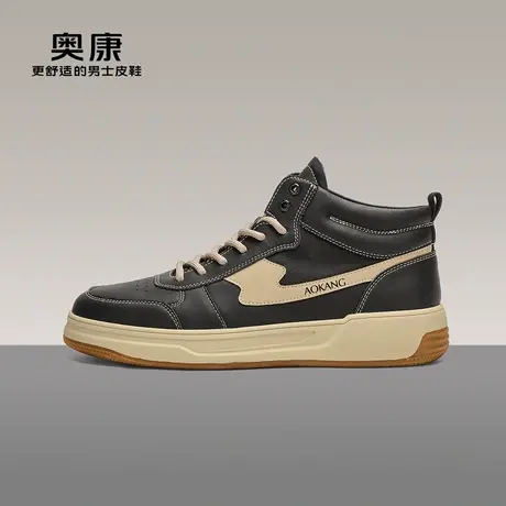 【门店发货】 奥康男鞋2022秋季新款高帮鞋休闲舒适厚底耐磨鞋商品大图