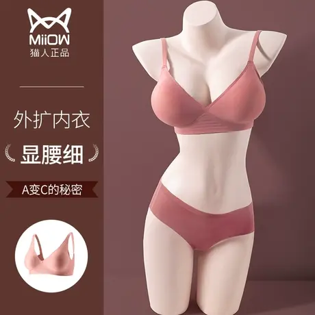猫人外扩型胸内衣女小胸聚拢显胸大无痕美背无钢圈夏季薄款文胸罩图片