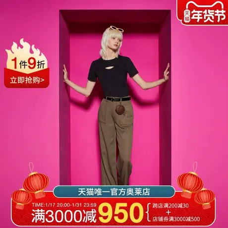 Juicy Couture橘滋2023新款潮酷立体错位结构皇冠印花短袖女T恤商品大图