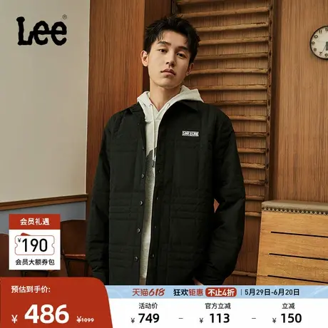 Lee舒适版翻领绗缝黑色男轻薄羽绒服夹克外套LMT009008206商品大图