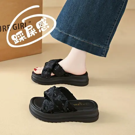 凉拖鞋女夏外穿2025新款软底防滑沙滩凉鞋41大码孕妇宽胖脚一字拖图片