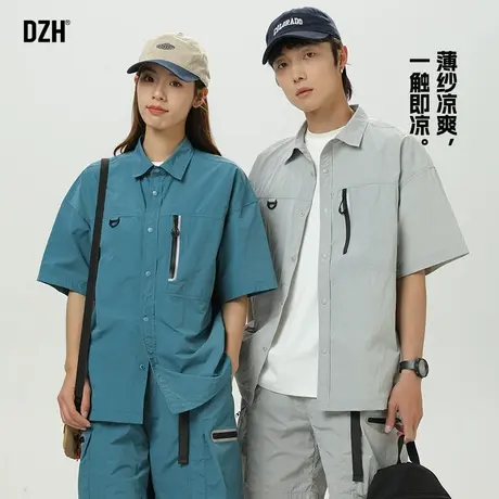 情侣速干短袖工装衬衫男高级感痞帅男士半袖上衣夏季薄款衬衣新款图片