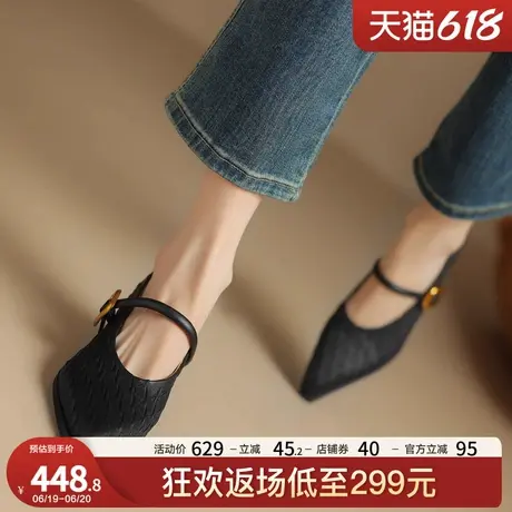 【羊皮】星期六女鞋皮鞋女2025新款春季款浅口时装鞋尖头高跟时尚商品大图