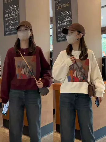 小个子卫衣女短款慵懒风秋装新款设计感韩版上衣甜美学院小众设计商品大图