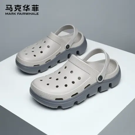 马克华菲洞洞鞋男2025夏季新款沙滩鞋男凉拖鞋休闲两穿厚底包头拖图片