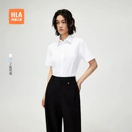 HLA/海澜之家商务通勤修身短袖女士正装白衬衫25春夏新款弹力衬衣商品大图