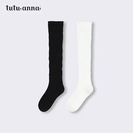 tutuanna女袜 春秋棉质保暖纯色JK风堆堆袜百搭可外穿中筒袜38cm商品大图
