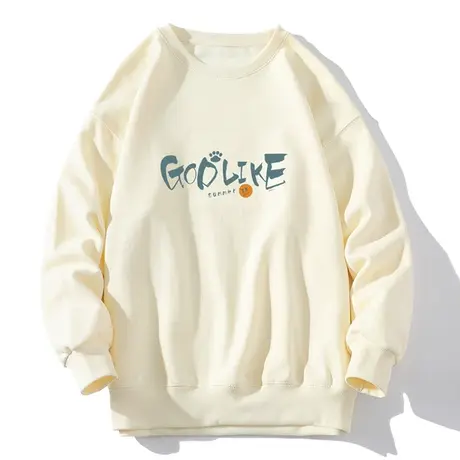 宽松港风卫衣男春秋季潮牌圆领内搭上衣青少年长袖T恤套头外套男图片