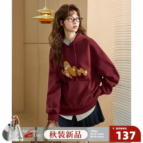 8.15/20点 上新唐狮2025年秋季新款针织卫衣女美式魔术贴连帽百搭商品大图
