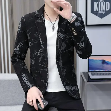 男士春秋季修身个性小西装薄款休闲商务单西2023新款潮流西服外套商品大图
